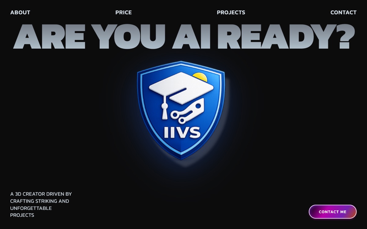 Landing page with the headline “Are you AI ready?” over a glowing 3D IIVS shield logo